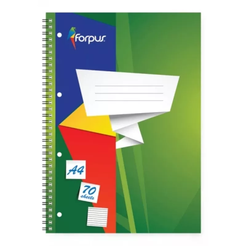 Cuaderno escolar con espiral Forpus, A4/70, rayado, tapa blanda 0722-022