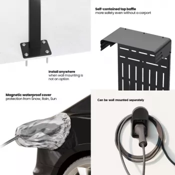Soporte de exterior para cargadores de coche eléctrico e híbrido enchufable Maclean, acero, 15 kg máx., MCE456