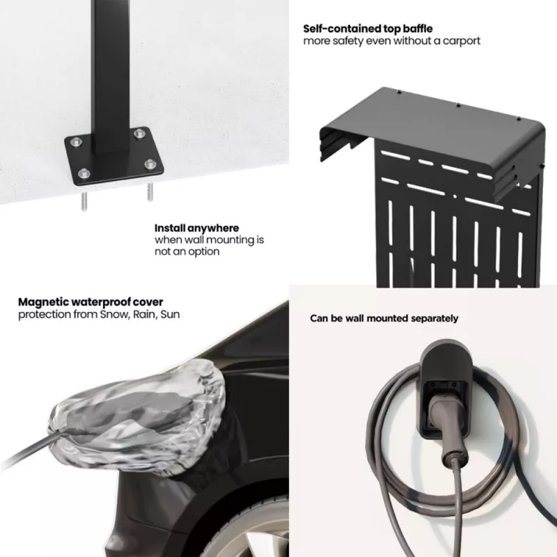 Soporte de exterior para cargadores de coche eléctrico e híbrido enchufable Maclean, acero, 15 kg máx., MCE456