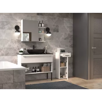 Semicolumna de baño con cajón Top E Shop Nel 30×30×85 cm blanco mate