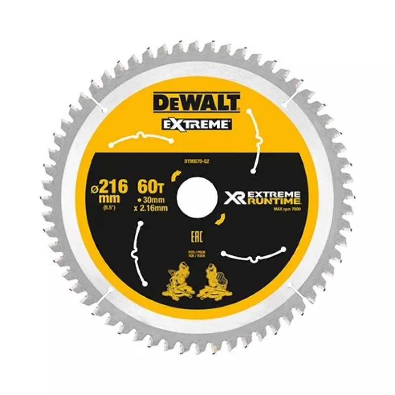 Hoja de sierra DeWALT XR FlexVolt 216 mm x 30 mm 60Z