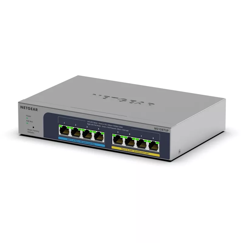 NETGEAR MS108TUP Unmanaged L2 2.5G Ethernet (100/1000/2500) Power over Ethernet (PoE) Gris