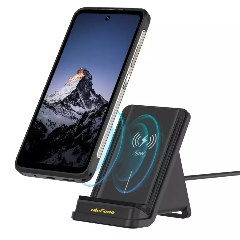 Cargador de sobremesa UleFone WCS01 – 50 W USB Type-C, carga rápida inalámbrica, negro