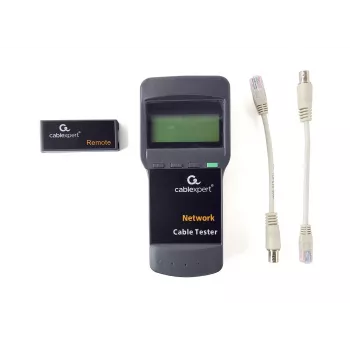 Comprobador de cables de red GEMBIRD NCT-31 — comprobador de continuidad con LCD, compatible con RJ-11/RJ-12/RJ-45, negro
