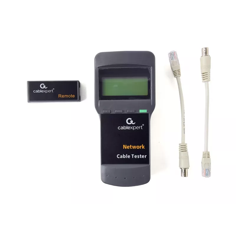 Comprobador de cables de red GEMBIRD NCT-31 — comprobador de continuidad con LCD, compatible con RJ-11/RJ-12/RJ-45, negro