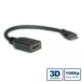 VALUE High Speed - Cable de vídeo/audio/red - HDMI - HDMI, 19 pines (H) - Mini-HDMI, 19 pines (M) - 15 cm - apantallado - negro (11.99.5586)