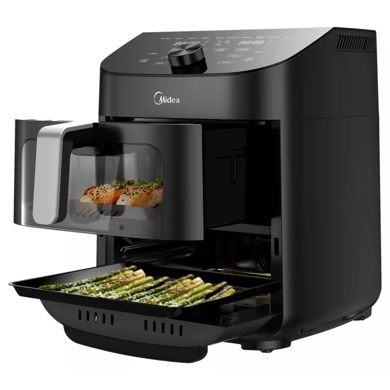Freidora de aire Midea MAD1100DADK, 1850 W, capacidad dual 4,4/6,4 L
