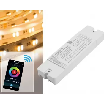 Controlador para tira LED EUROLITE 50531113 WiFi 5in1 – controlador Wi-Fi multicanal para tiras LED RGB/RGBW/monocromas