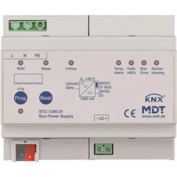MDT STC-1280.01 Fuente de alimentación de bus con diagnóstico 8TE,REG,1280mA (STC-1280.01)
