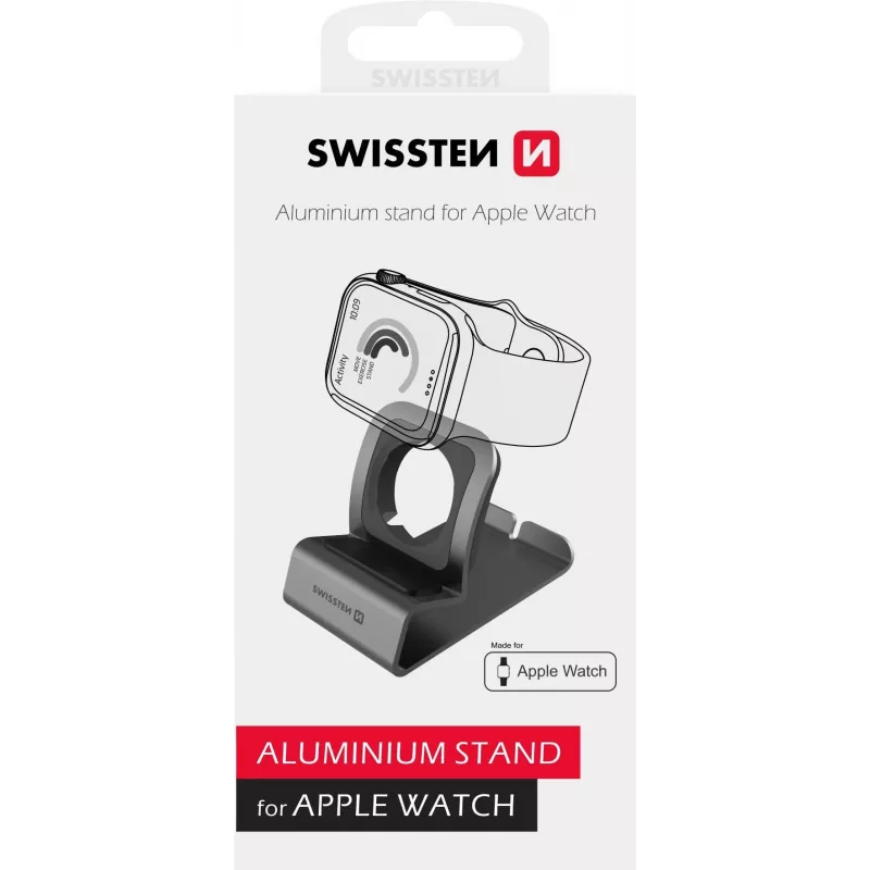 Soporte de aluminio SWISSTEN 25005200 para Apple Watch Series 1–6, gris