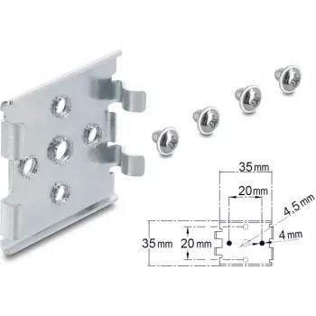 Clip para carril DIN con 5 orificios de montaje, montaje horizontal y vertical, DELOCK 67394