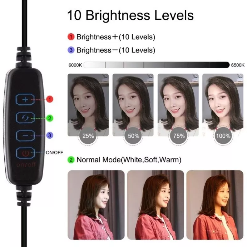 Lámpara LED anular Puluz con trípode ajustable PU391