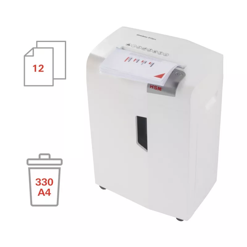 Destructora de documentos HSM 1033121 corte en partículas 2 x 15 mm, 23 cm de ancho de trabajo, 26 L de capacidad, blanca