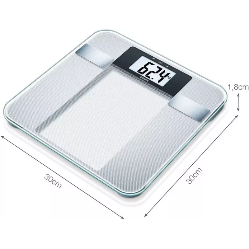 Báscula de baño electrónica Beurer BG 13 Square gris, transparente