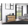 Cómoda top e shop M6 120 — antracita/roble, 6 cajones, 1200×300×770 mm, tablero de partículas