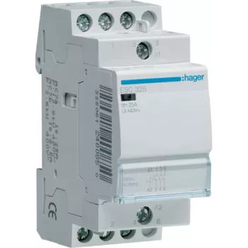 Hager ESC325. Contacto capacidad de carga: 25 A, sección de cable: 1/6 mm², rango de temperatura en funcionamiento: -10 - 50 °C. Tensión de entrada AC: 230 V, AC E
