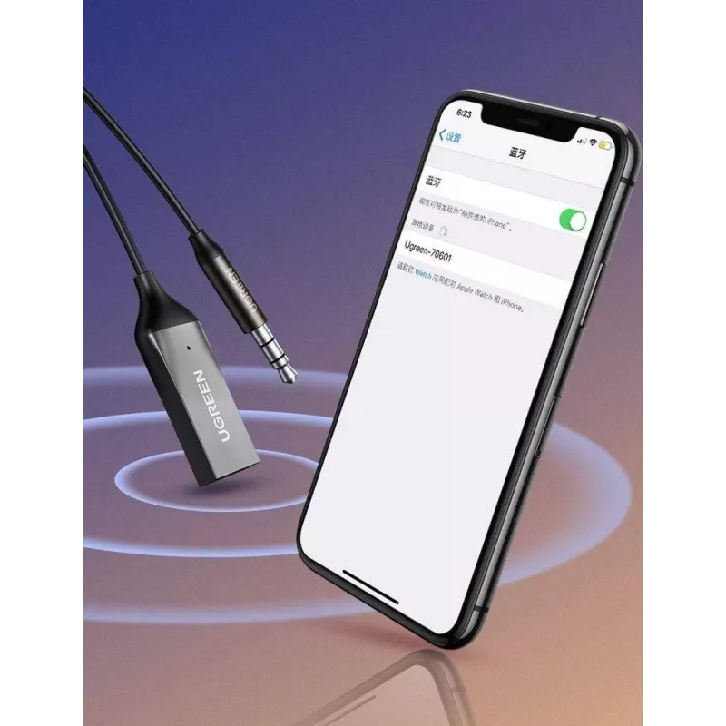UGREEN CM309 receptor de audio Bluetooth 5.0, USB, conector AUX de 3,5 mm, negro