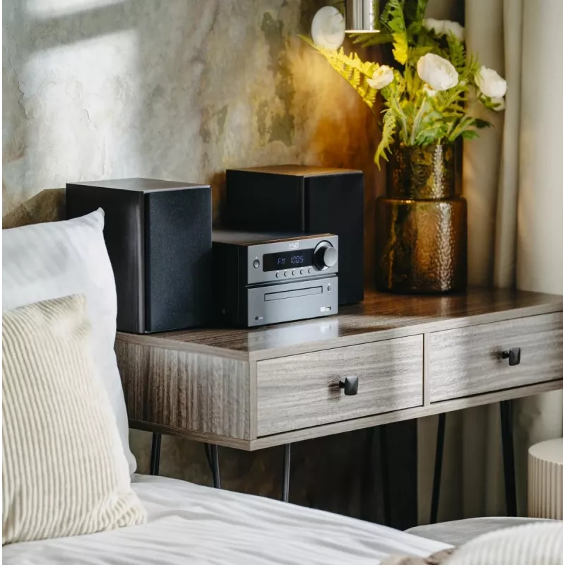 Minicadena estéreo Hi‑Fi Adler AD 1917 — Bluetooth V5.3, CD/USB/MP3, 2×25 W RMS, sintonizador FM, ecualizador de 4 bandas, AUX, negro