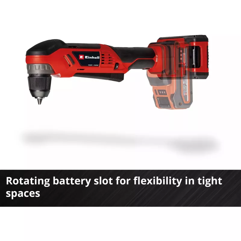 Einhell TE-AD 18 Li Solo taladro angular a batería, Power X-Change, 18 V, 45 Nm, sin batería ni cargador, rojo/negro