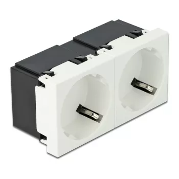 Toma de pared DELOCK 81423 — CEE 7/3, 16 A, 250 V, blanca, ABS/PC, 45×90 mm