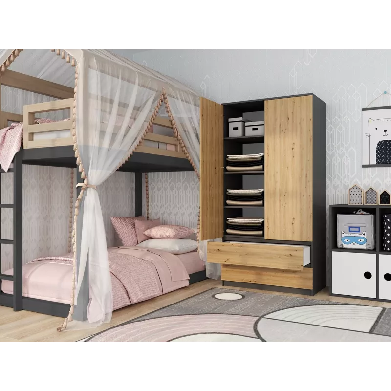 Topeshop SZAFA MALWA AN/AR K armario ropero de dormitorio 5 estantes 2 puerta(s)