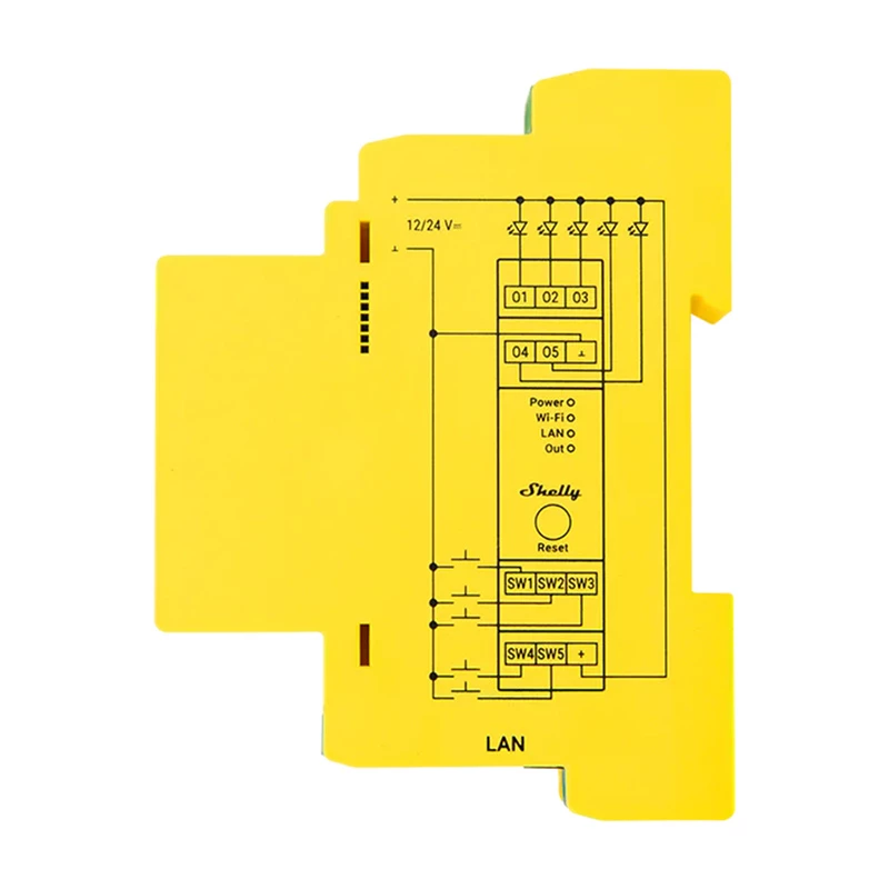 Control de iluminación para carril DIN Shelly RGBWW Pro WiFi 5 canales