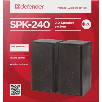 Altavoces de escritorio DEFENDER SPK-240 con cable, 2.0, 6 W RMS, alimentación USB, 3,5 mm, negro