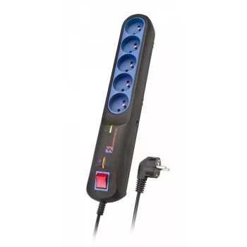Regleta Lestar LFT 2005 — 5 tomas tipo F, cable de 2,5 m, gris/negro