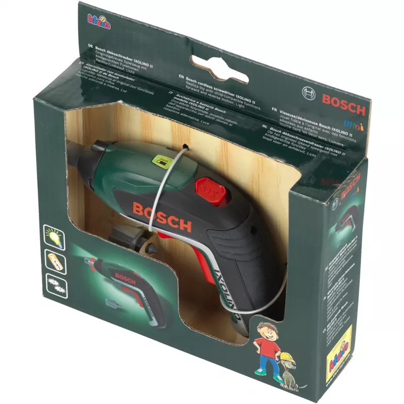 Theo Klein 8300 Bosch Ixolino atornillador de batería I con luz y sonido I puntas intercambiables I juguete para niños a partir de 3 años pilas