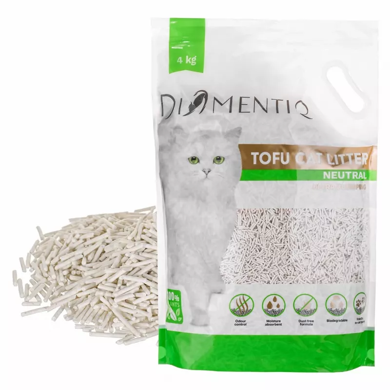 DIAMENTIQ Tofu Neutral Ultra aglutinante – arena vegetal – 4 kg