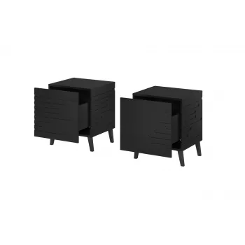 Mesita de noche cama meble NOVA 44x40x52 cm negro mate — 1 cajón, marco de 16 mm