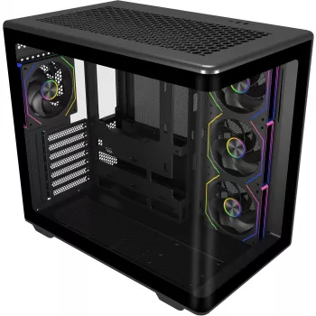 Elite 600 ARGB, caja torre negra, 2x vidrio templado