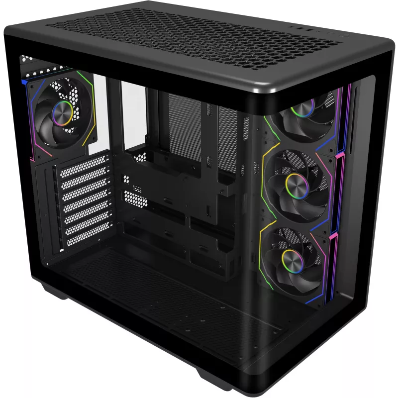 Elite 600 ARGB, caja torre negra, 2x vidrio templado