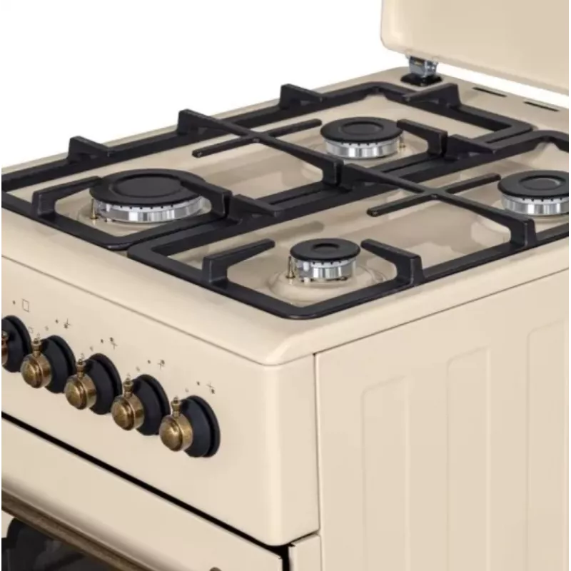 Cocina de gas y eléctrica MPM MPM-56-KRM-14, 56 cm, 4 quemadores de gas, horno eléctrico, crema
