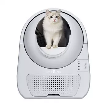 Arenero autolimpiante para gatos Catlink Scooper Young, gris – 13 l, 600 × 580 mm, adaptador de 12 V