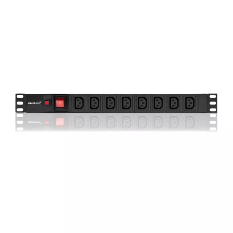 Qoltec 53998 regleta de enchufes para RACK 19 | 1U | 10A | PDU | 8xIEC C13 | 2m