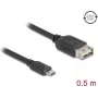 Cable USB 2.0 DELOCK 81517, Micro-USB B a USB A, 0,5 m, negro