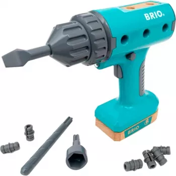 Destornillador eléctrico de juguete BRIO Builder modelo 63460000 — diseño realista, herramienta a pilas