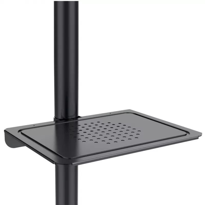 Maclean MC-949 soporte móvil con ruedas para TV de 32–55 pulgadas, VESA 75×75–400×400, máx. 25 kg, altura 149,5–154,5 cm, inclinación +5°, estante, negro