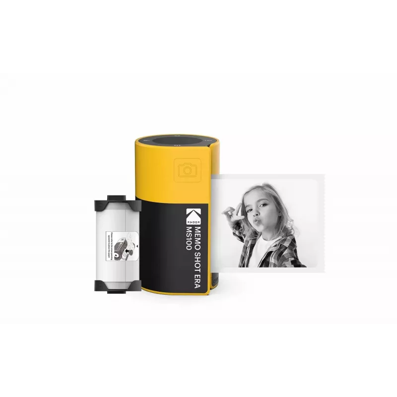 Kodak Memo Shot Era MS100 Cámara instantánea e impresora de etiquetas, amarillo