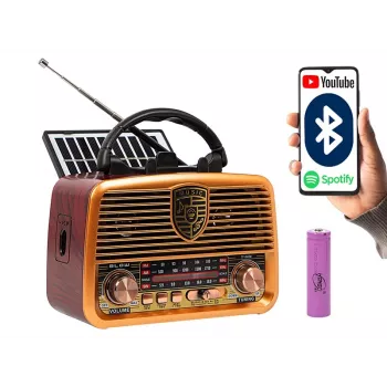 Radio analógica BLOW RA10 AM/FM solar 77-540 — receptor AM/FM con panel solar y batería de respaldo