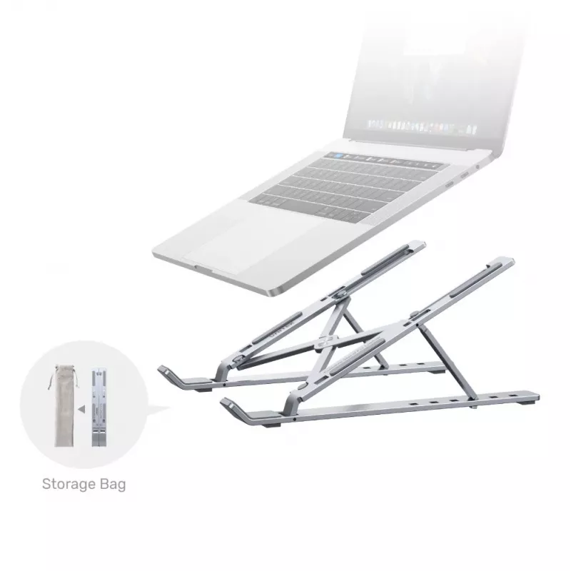 Unitek OT155SL soporte plegable para portátil, aluminio, plateado