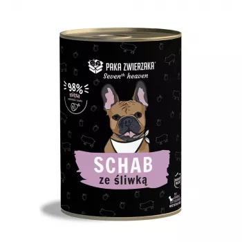 Comida húmeda para perros PAKA ZWIERZAKA Seventh Heaven cerdo con ciruela 400 g, lata, perros adultos, 83,1 % humedad