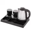 Adler AD 1354 hervidor de agua de hotel acero inoxidable 1,2 L + bandeja con tazas negro, acero