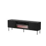 Mueble TV Cama Meble CORTINA 180x40x60 cm negro con chimenea negra