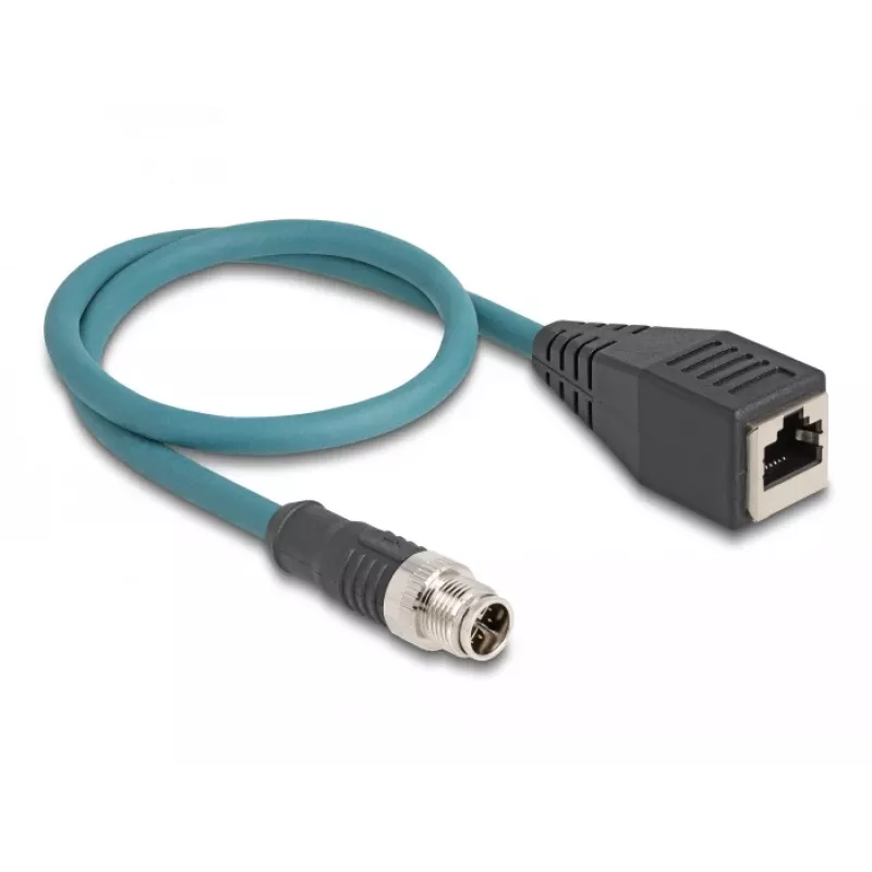 Cable adaptador M12 DeLOCK codificación X 8 pines macho a RJ45 hembra 50 cm