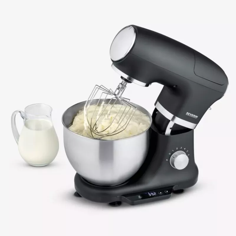 Robot de cocina Severin KM 3898 1000 W 5,5 L negro acero cepillado plata
