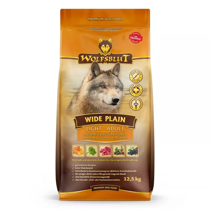 Wolfsblut Wide Plain Light comida seca para perros con caballo y boniato, 12,5 kg