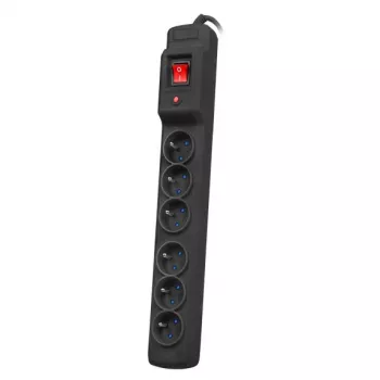 Armac Multi M6 | regleta de enchufes | protección contra sobretensiones, 6 enchufes, cable de 5 m, negro