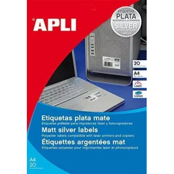Etiqueta agipa 10070 poliéster plateado 63,5 x 29,6 mm resistente a la intemperie y a la suciedad